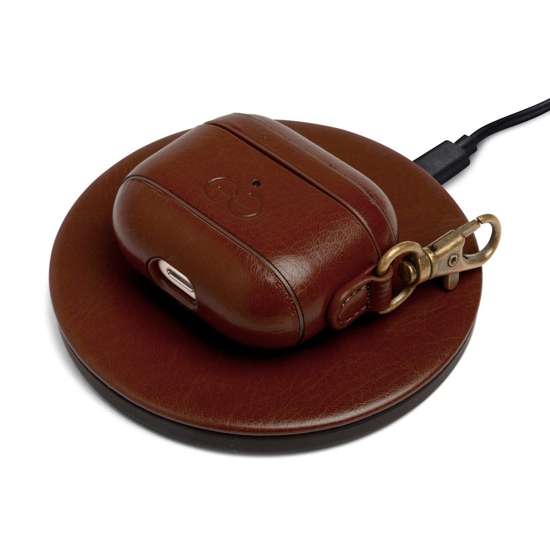 Dreem Om Case Cover with Keychain Clip Compatible with AirPods 3 for Apple AirPods 3rd Generation, Vegan Leather AirPod Case for Men & Women, Luxury Earbuds Accessory for iPhone - Coffee - Image 3